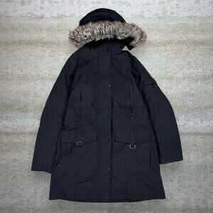 The North Face Puffer Ski Parka Jacket Jet Black Nylon Full Zip Insulated